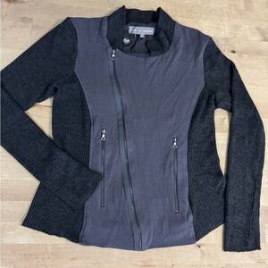 NWOT Lola & Sophie Charcoal Knit moto jacket sweater
